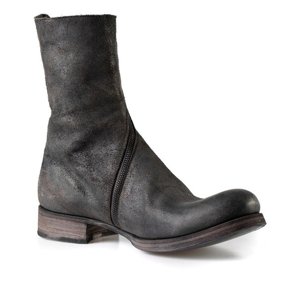 MA+ Maurizio Amadei Spiral Side Zip Boot S1G3Z Black Distressed Leather 8.5-9 39 - Picture 3 of 15